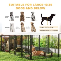 PawHut Large Outdoor Dog Kennel with 2 Rooms, Rotating & Adjustable Height Bowls, Waterproof & UV-Resistant Canopy(m-9)