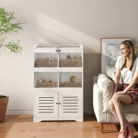 PawHut Large Hamster Cage for Multiple Small Pets, Rat Cage with Storage Cabinet, Clear Transparent Panels, Cream White(m-9)