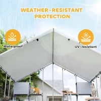 PawHut 94.5" Extra Large Metal Outdoor Catio with Waterproof Cover, 2 Resting Boxes, 7 Platforms, for Multiple Rabbits, Chicken(m-7)