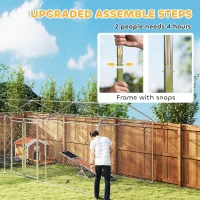 PawHut Outdoor Dog Kennel with Two Rooms, Waterproof UV-Resistant Cover, Escape-Proof Lock, 19.7' x 7.5' x 7.5'(m-5)