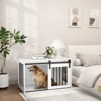 PawHut 39" Dog Crate Furniture, Dog Crate End Side Table for Large Dogs, White(m-8)