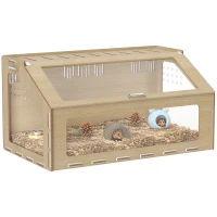 PawHut 39 inch Hamster Cage Habitat with Acrylic Window & Openable Top for Dwarf Hamster, Gerbil, Guinea Pig, Rat, Oak(m-11)