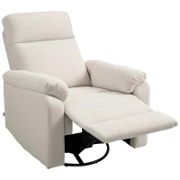 HOMCOM Recliner Chair, Wide Swivel Rocker Chair, Overstuffed Single Sofa with Pocket Spring, Footrest, Quick Assembly, Cream(m-11)