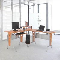 HomCom 67" Modern Corner L-Shaped Computer Desk With Keyboard Tray(m-2)