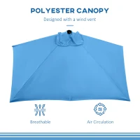 Outsunny 8ft Half Round Umbrella Outdoor Balcony Parasol Patio Garden Outdoor Window Sun Shade w/ 5 Ribs(m-6)