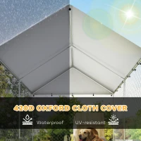 PawHut Outdoor Dog Run with Adjustable & Rotatable Bowls, Waterproof UV-Resistant Cover, Escape-Proof Lock, 13.1' x 7.5' x 7.5'(m-9)