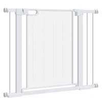 PawHut 29.5"-40.6" Metal Pet Gate, Dog Gate with Auto Closing Door, Double Locking, for Doorways, Stairs, Hallways, White(m-2)