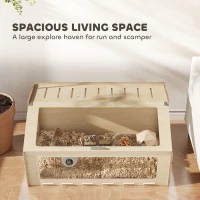 PawHut 39 inch Hamster Cage Habitat with Acrylic Window & Openable Top for Dwarf Hamster, Gerbil, Guinea Pig, Rat, Oak(m-4)