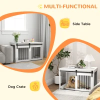 PawHut 39" Dog Crate Furniture, Dog Crate End Side Table for Large Dogs, White(m-5)