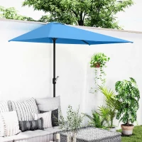 Outsunny 8ft Half Round Umbrella Outdoor Balcony Parasol Patio Garden Outdoor Window Sun Shade w/ 5 Ribs(m-8)
