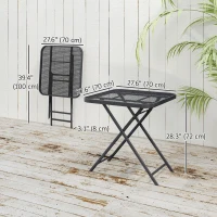 Outsunny 27.5" Square Outdoor Patio Table, Outdoor Folding Table with Grid Rattan-Like Top for Camping, Picnic, Black(m-3)