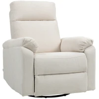 HOMCOM Recliner Chair, Wide Swivel Rocker Chair, Overstuffed Single Sofa with Pocket Spring, Footrest, Quick Assembly, Cream(m-1)