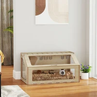 PawHut 39 inch Hamster Cage Habitat with Acrylic Window & Openable Top for Dwarf Hamster, Gerbil, Guinea Pig, Rat, Oak(m-10)