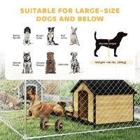 PawHut Outdoor Dog Kennel with Two Rooms, Waterproof UV-Resistant Cover, Escape-Proof Lock, 19.7' x 7.5' x 7.5'(m-10)