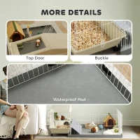 PawHut Small Animal Cage with Removable Pet Playpen, Guinea Pig Cage with Waterproof Pad, Hay Feeder, Water Bottle, Food Dish(m-8)