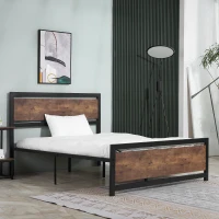 HOMCOM Full Bed Frame with Headboard & Footboard, Strong Metal Slat Support Bed Frame w/ Underbed Storage Space, No Box Spring Needed, 56.75''x76.75''x40.5''(m-7)