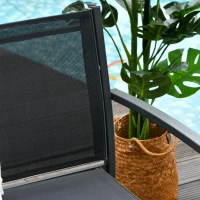 Outsunny 4-Piece Patio Furniture Set with Glass Top Coffee Table, Breathable Mesh Seat & Backrest for Garden, Balcony, Black(m-7)