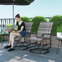 Outsunny Wicker Rattan Swivel Patio Glider Chair Set of 2, Outdoor Glider Chair with Steel Frame, High Back, Gray(m-2)