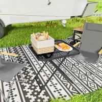 Outsunny 27.5" Square Outdoor Patio Table, Outdoor Folding Table with Grid Rattan-Like Top for Camping, Picnic, Black(m-10)