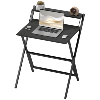 HOMCOM Folding Computer Desk, 27.6" Foldable Desk with Monitor Shelf for Small Space, Home Office, Study, Easy Assembly, Black