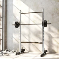 Soozier Squat Rack with Pull Up Bar and Barbell Bar Adjustable Bench Press Multi-Function Weight Lifting Half Rack, White(m-8)