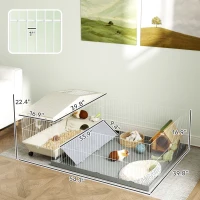 PawHut Small Animal Cage with Removable Pet Playpen, Guinea Pig Cage with Waterproof Pad, Hay Feeder, Water Bottle, Food Dish(m-3)