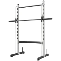 Soozier Squat Rack with Pull Up Bar and Barbell Bar Adjustable Bench Press Multi-Function Weight Lifting Half Rack, White(m-1)