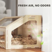 PawHut 39 inch Hamster Cage Habitat with Acrylic Window & Openable Top for Dwarf Hamster, Gerbil, Guinea Pig, Rat, Oak(m-7)