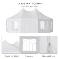 Outsunny 29 x 21 ft Party Tent, Wedding Tent with Sidewalls, Heavy Duty Event Tent with 2 Doors and 8 Windows, Outdoor Gazebo Tent for Party, White(m-7)