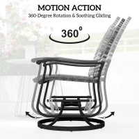 Outsunny Wicker Rattan Swivel Patio Glider Chair Set of 2, Outdoor Glider Chair with Steel Frame, High Back, Gray(m-4)