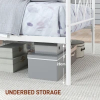 HOMCOM Metal Twin Platform Bed Frame with Headboard, Steel Slat Support, Underbed Storage, No Box Spring Needed, Easy Assembly(m-5)