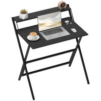 HOMCOM Folding Computer Desk, 32" Foldable Desk with Monitor Shelf for Small Space, Home Office, Study, Easy Assembly, Black(m-11)