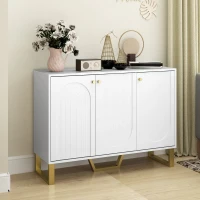 HOMCOM Sideboard Buffet Cabinet with 3 Doors, Modern Storage Cabinet with Adjustable Shelves & Center Leg, White(m-1)