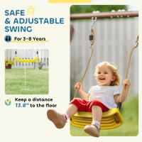 Qaba Kids Swing Set with 6 FT Slide, 2 Adjustable Swings, Fort with Canopy, Ladder, Ground Stakes for Ages 3-8, Brown(m-6)