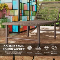 Outsunny Wicker Outdoor Lounge Chair, Rattan Reclining Patio Lounger Tanning Chair with Adjustable Back, Brown(m-6)