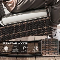 Outsunny 3 Piece Rocking Bistro Set, Wicker Patio Furniture with 3-Level Reclining High Back Rocking Chair and Glass Table, White(m-5)