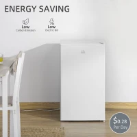 HOMCOM Compact Refrigerator, Mini Fridge with Freezer, Adjustable Shelf, Mechanical Thermostat and Reversible Door, White(m-9)