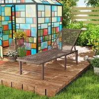 Outsunny Wicker Outdoor Lounge Chair, Rattan Reclining Patio Lounger Tanning Chair with Adjustable Back, Brown(m-8)