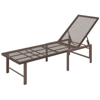 Outsunny Wicker Outdoor Lounge Chair, Rattan Reclining Patio Lounger Tanning Chair with Adjustable Back, Brown(m-2)