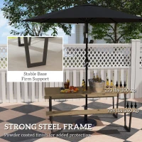 Outsunny 5.7 FT Outdoor Picnic Table with 2" Umbrella Hole, Spruce Wood Dining Table and 795 LBS Benches with Steel Frame, Brown(m-7)