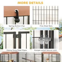 PawHut Outdoor Dog Kennel with 2 Rooms, Rotating & Adjustable Height Bowls, Waterproof UV-Resistant Cover, 16.2' x 4.7' x 5.1'(m-9)