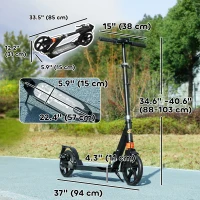 Qaba Foldable Kids Scooter with 4 Adjustable Heights, Double Brakes, and Shock Absorption for Ages 6-12, Black(m-3)