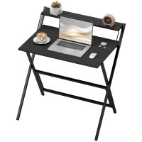 HOMCOM Folding Computer Desk, 32" Foldable Desk with Monitor Shelf for Small Space, Home Office, Study, Easy Assembly, Black