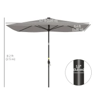 Outsunny 6.5x10ft Patio Umbrella Tilt Aluminum Outdoor Market Parasol with Solar Powered LEDs, Crank - Light Grey(m-3)