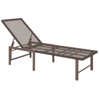Outsunny Wicker Outdoor Lounge Chair, Rattan Reclining Patio Lounger Tanning Chair with Adjustable Back, Brown(m-11)