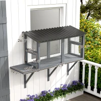 PawHut Wooden Cat Catio, Outdoor Cat Enclosure Window Perch with Jumping Platform, for Safely Enjoying Outdoor Sights, Gray(m-3)