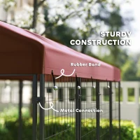 PawHut Outdoor Dog Kennel with Rotating Bowl Holders, Walk-in Pet Playpen with Waterproof Cover, 8' x 4' x 6', Red(m-7)