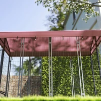 PawHut Outdoor Dog Kennel with Rotating Bowl Holders, Walk-in Pet Playpen with Waterproof Cover, 8' x 4' x 6', Red(m-8)