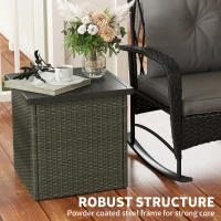 Outsunny Wicker Side Table with 1.5" Umbrella Hole, Square Outdoor End Table with UV-Resistant Frame, Storage Space, Mixed-Brown(m-7)