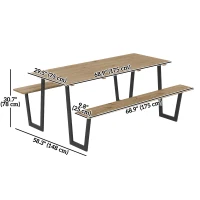 Outsunny 5.7 FT Outdoor Picnic Table with 2" Umbrella Hole, Spruce Wood Dining Table and 795 LBS Benches with Steel Frame, Brown(m-3)